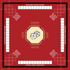 Nine-Marsh red Mahjong table mat provides ample space for tiles and cards.