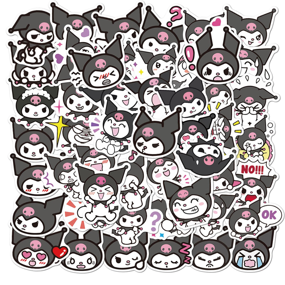 NineGirl Kuromi stickers pack on phone case, bright colours that won’t fade.