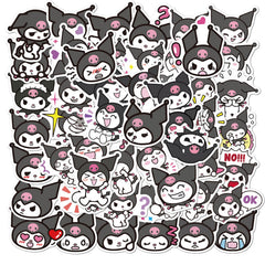 NineGirl Kuromi stickers pack on phone case, bright colours that won’t fade.