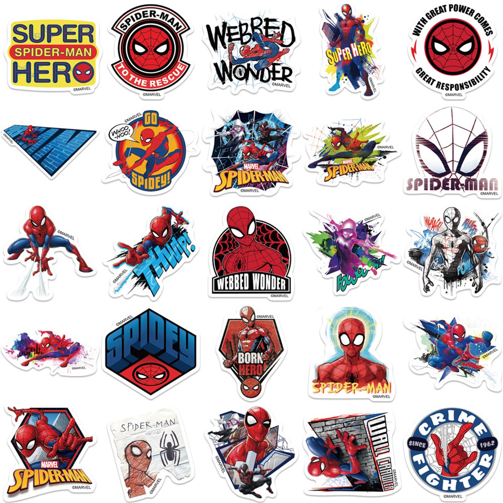 NineGirl Spider-Man stickers for skateboards and luggage.