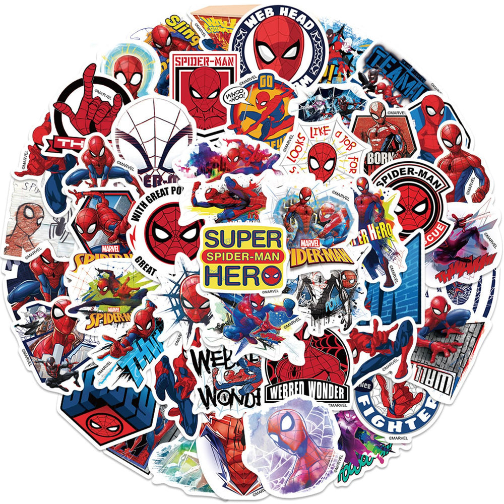 NineGirl Spider-Man stickers decorate laptops with vibrant, fade-resistant color.