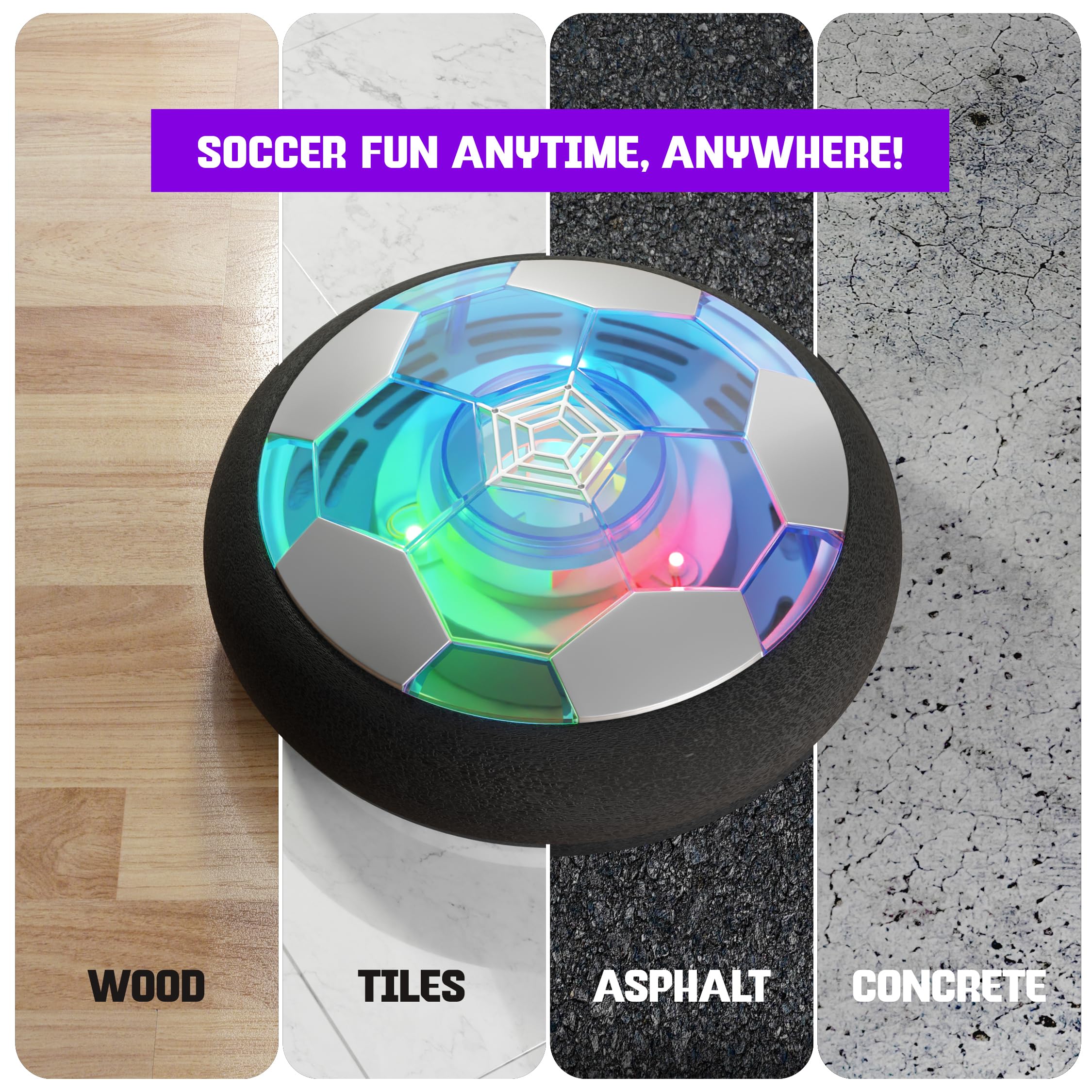 Ninja Blast hover ball soft foam bumper protects furniture during play.