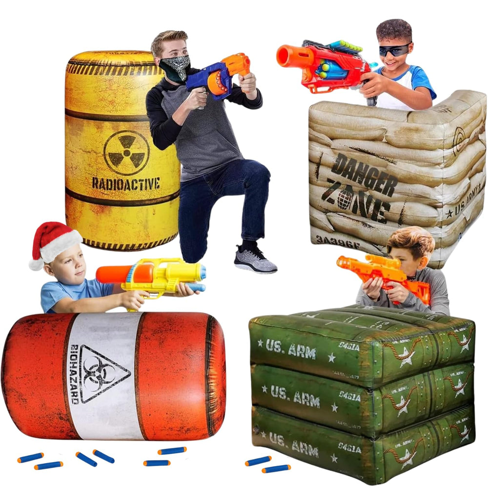 NINOSTAR Red Barrel battlefield inflatable for dramatic, immersive play