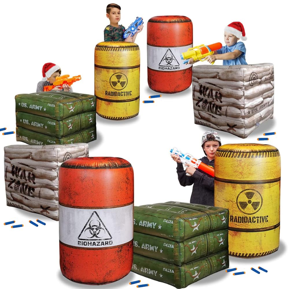 NINOSTAR red barrels set up for immersive battlefield play outdoors