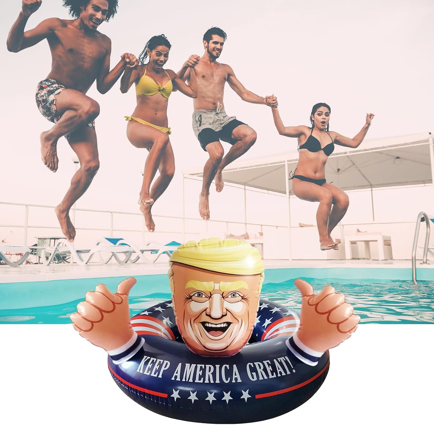 NinoStar TrumpFloat at beach or lake shows versatile summer use.