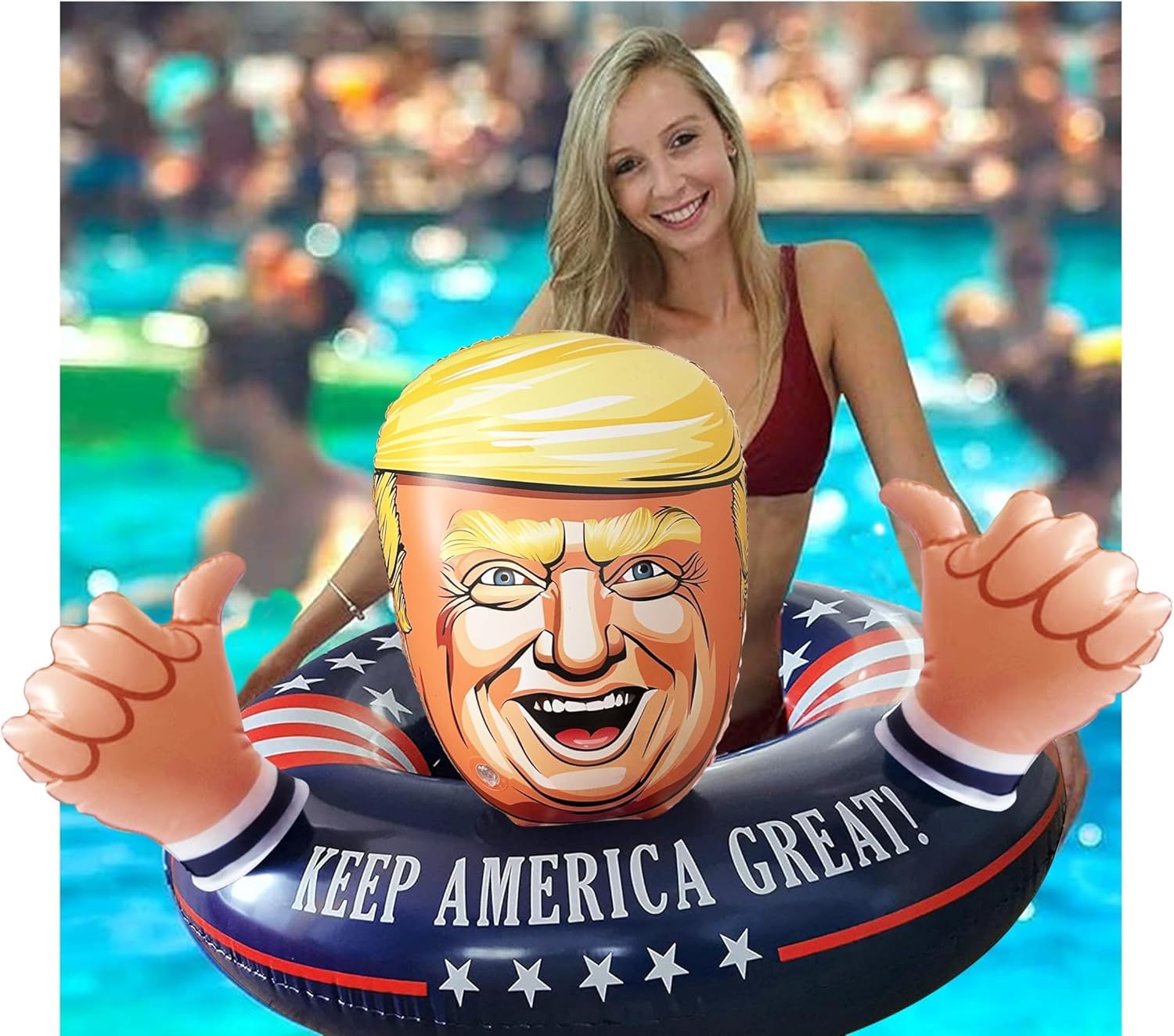 NinoStar TrumpFloat deflated 42-inch ring enables easy storage and quick setup.