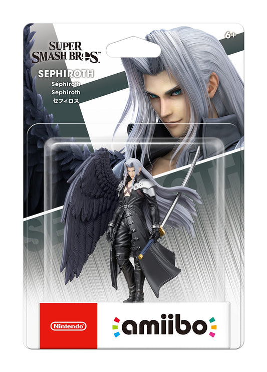 Sephiroth amiibo figure enhances in-game features on compatible Nintendo systems.