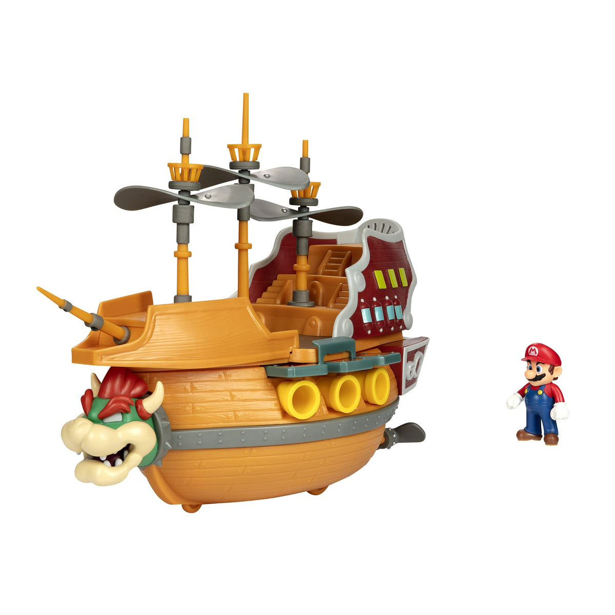 Nintendo Super Mario Deluxe Bowser Ship front view with detailed playset features.