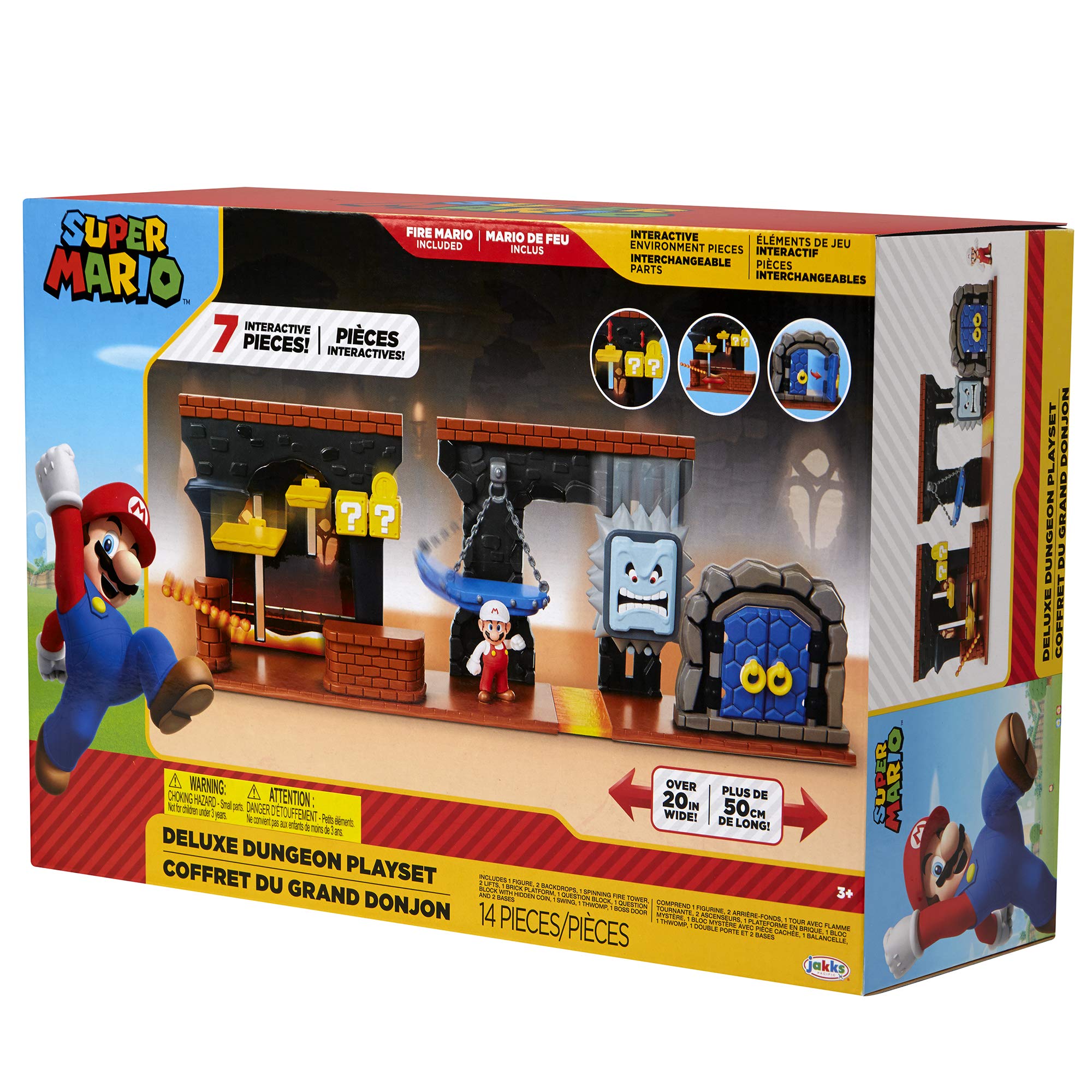 Nintendo Super Mario Dungeon Deluxe Playset has hidden coin to reward exploration.