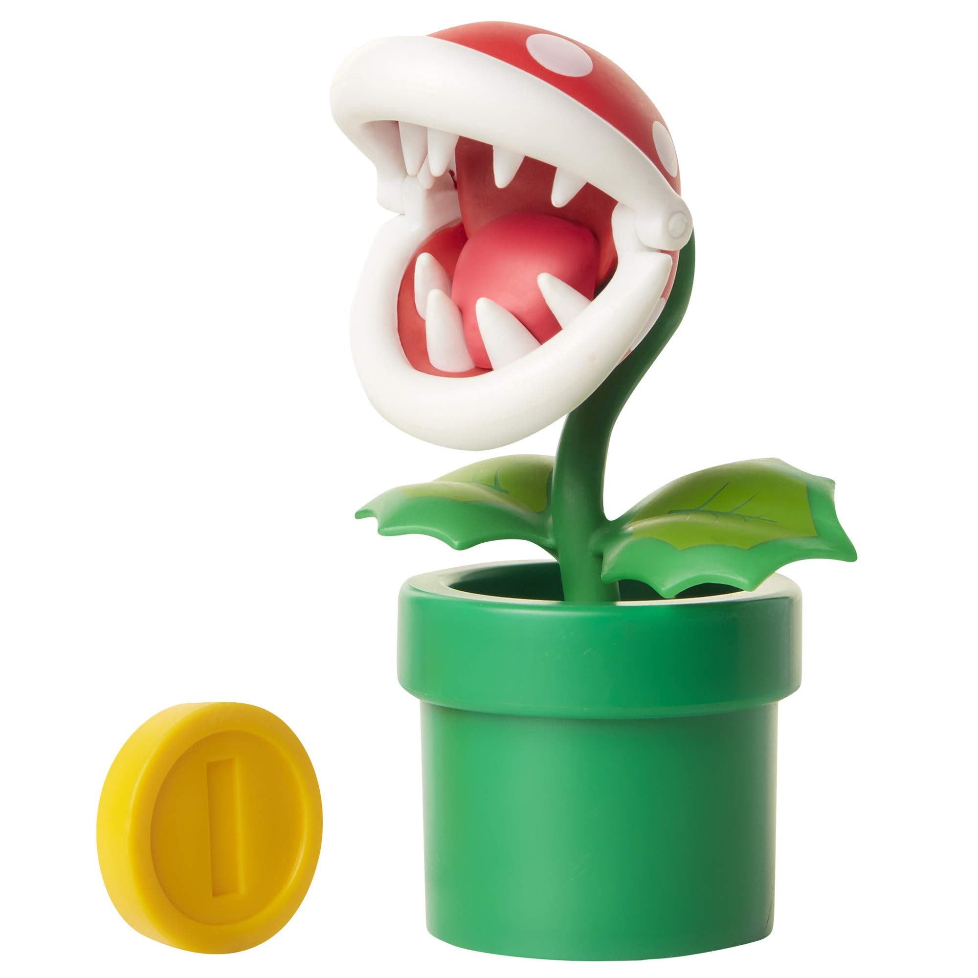 Nintendo Super Mario Piranha Plant figure with question block demonstrates collectible authenticity and play value