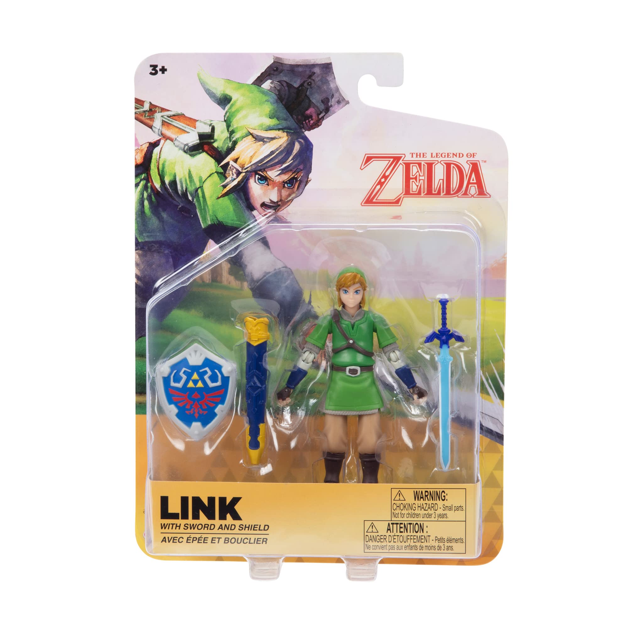 Nintendo Zelda Skyward Sword figure pose with sword and shield for display
