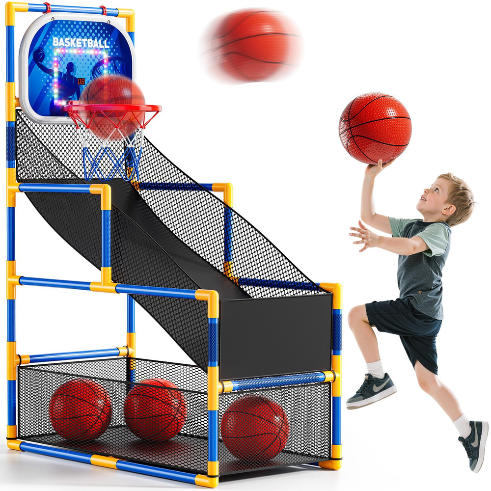 NIPLOOOW arcade basketball hoop front view for kids, inviting active play.