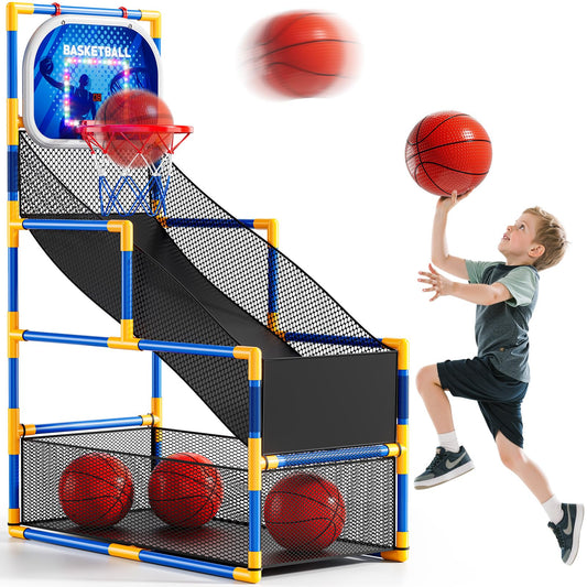 NIPLOOOW arcade basketball hoop front view for kids, inviting active play.