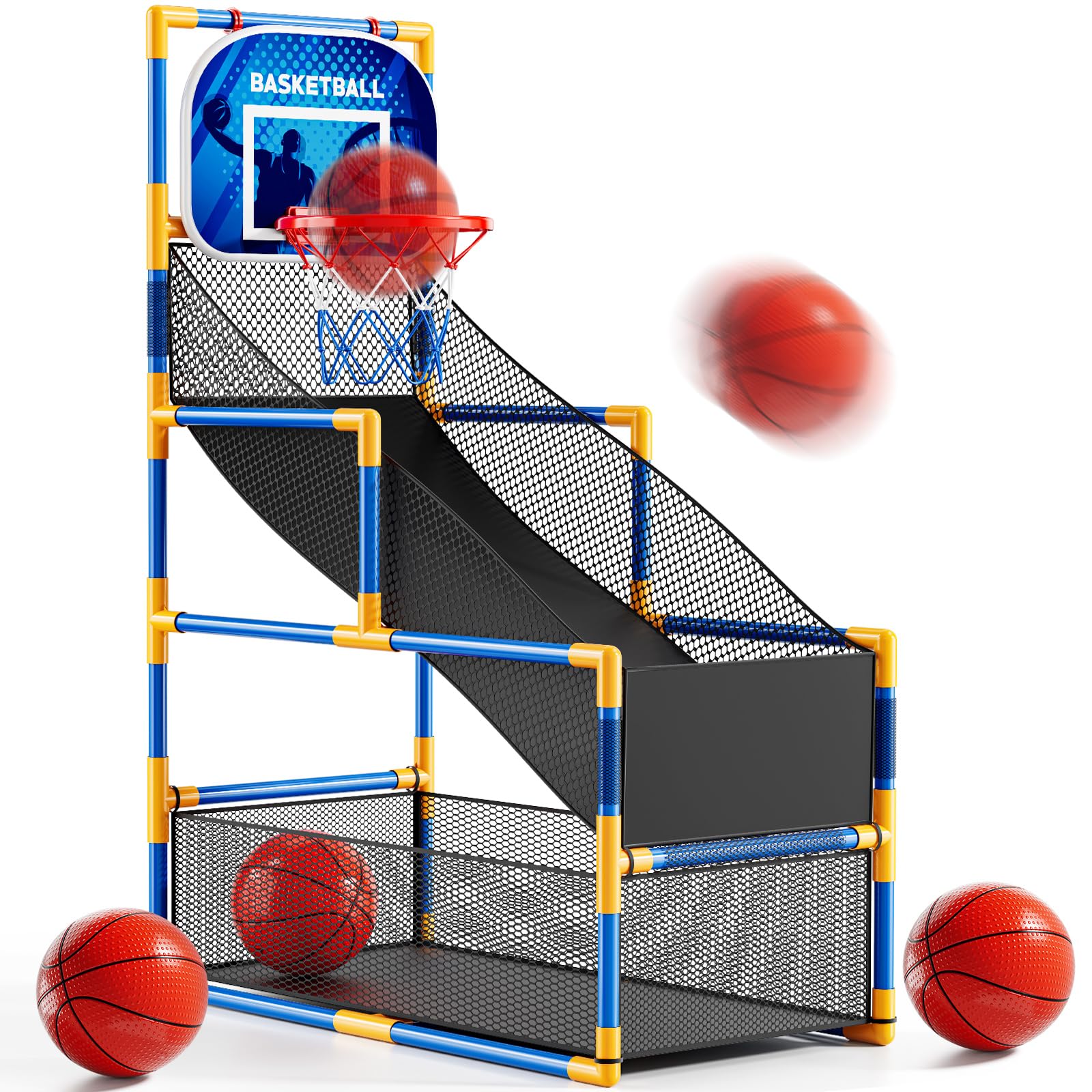 NIPLOOOW Arcade Basketball Set assembled at home for family fun.