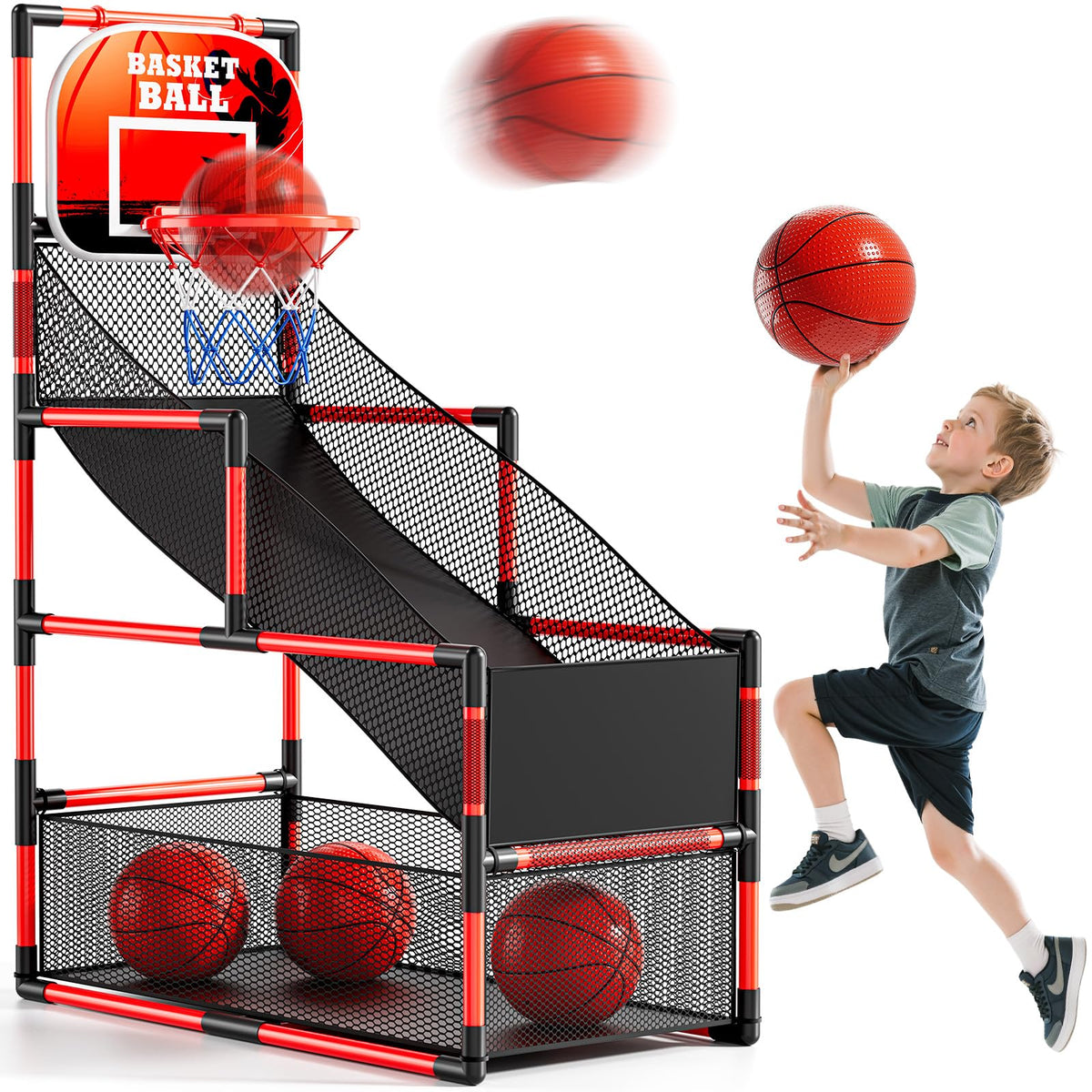 NIPLOOOW arcade basketball set base and frame ready for quick setup.