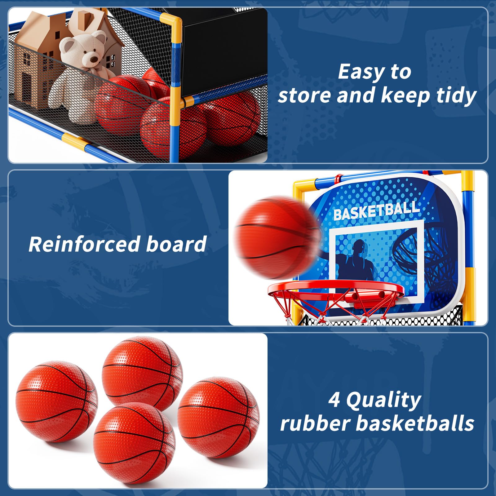 NIPLOOOW Storage space keeps balls organized after play.