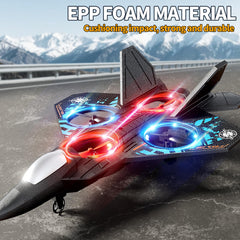 NIPLOOOW foam RC airplane executing a 360-degree circle in a bright living room