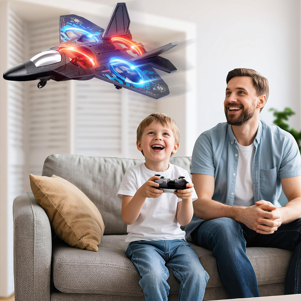 NIPLOOOW foam RC airplane with LED lights during dusk flight for safe visual excitement