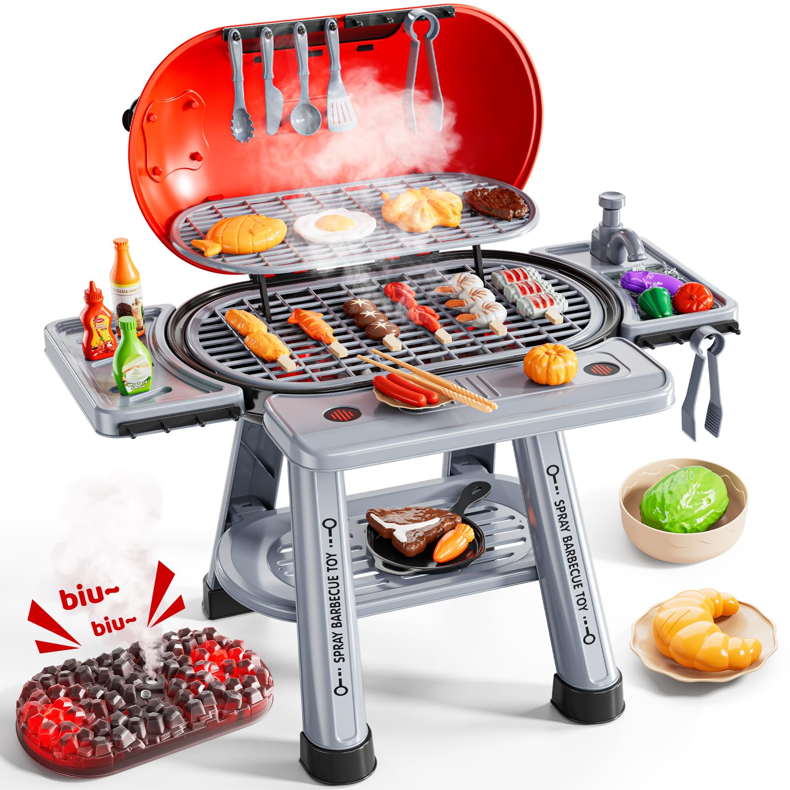 NIPLOOOW Kids two-layer grill playset for expansive pretend cooking adventures.