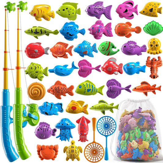 NIPLOOOW magnetic fishing rod extendable for realistic fishing play and fine motor skill practice.