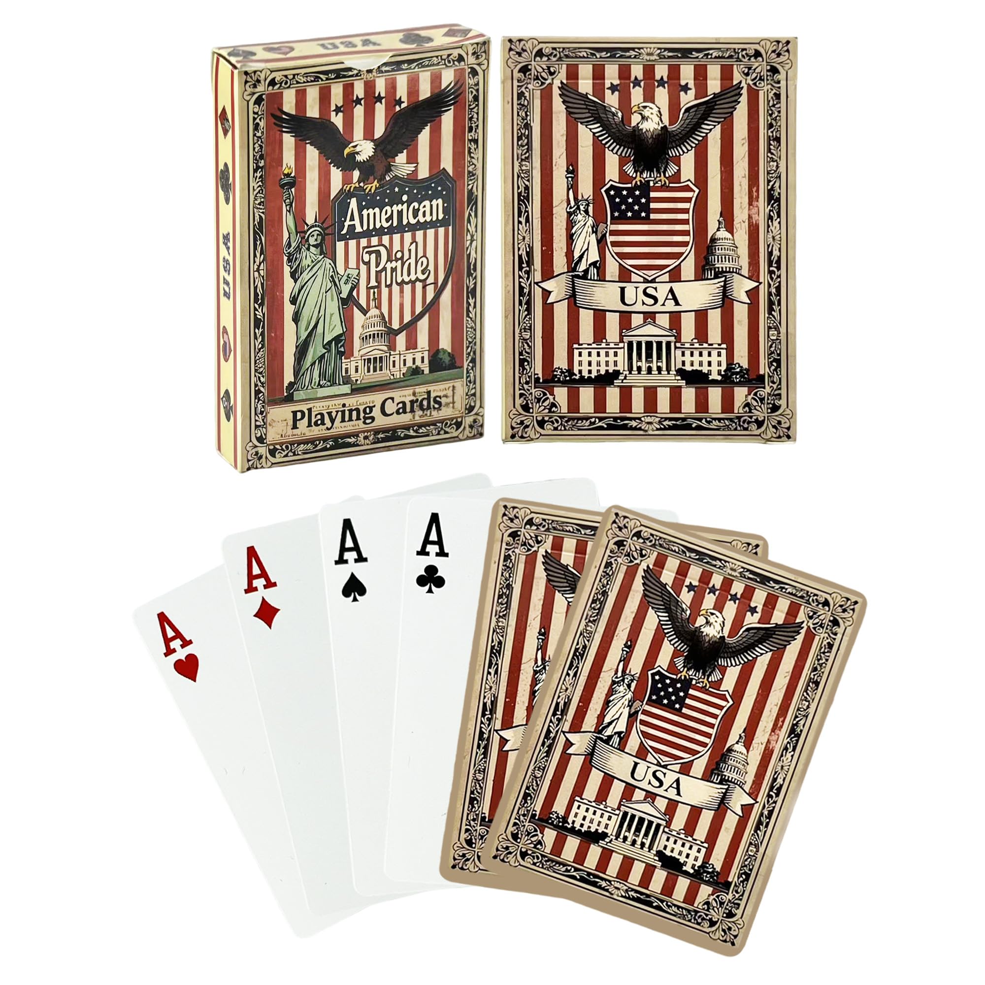 NIROZA American Pride US flag card back, ideal for festive gatherings.