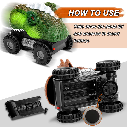 Niskite dinosaur car toy side view; durable, kid-friendly design for active play.
