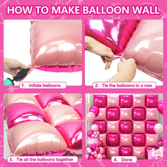 NISOCY pearl pink square foil balloon adds subtle shimmer to decor.