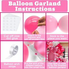 NISOCY pink balloons arch kit: 16ft balloon strip for easy arch assembly