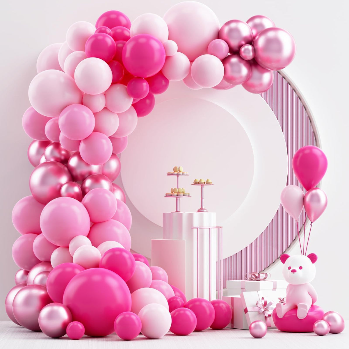 NISOCY pink balloons arch kit: 18-inch hot pink balloons for bold party decor