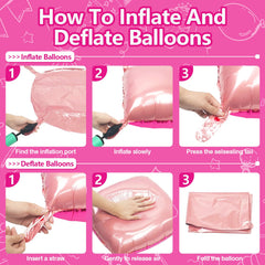 NISOCY rose red square foil balloon showcases vibrant color under lighting.