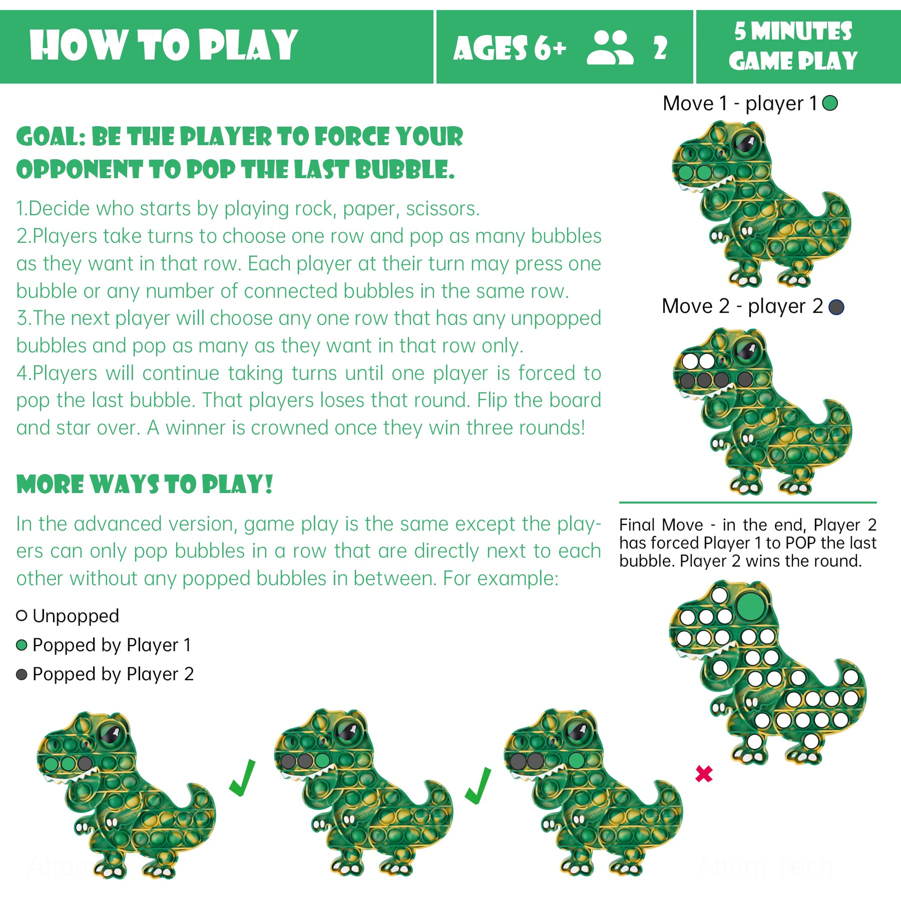 NiToy dinosaur bubble fidget desk-use close-up, great for car trips.
