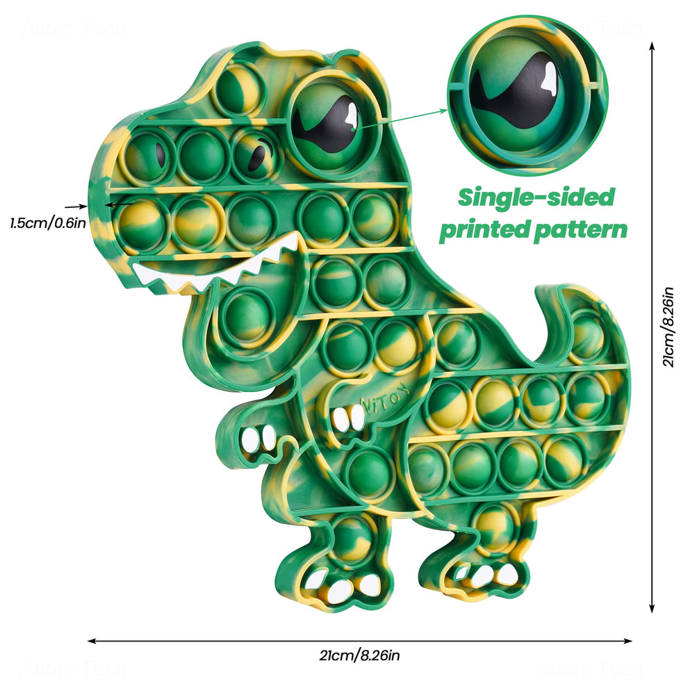 NiToy T-Rex bubble popper detailed texture, durable silicone for frequent popping.
