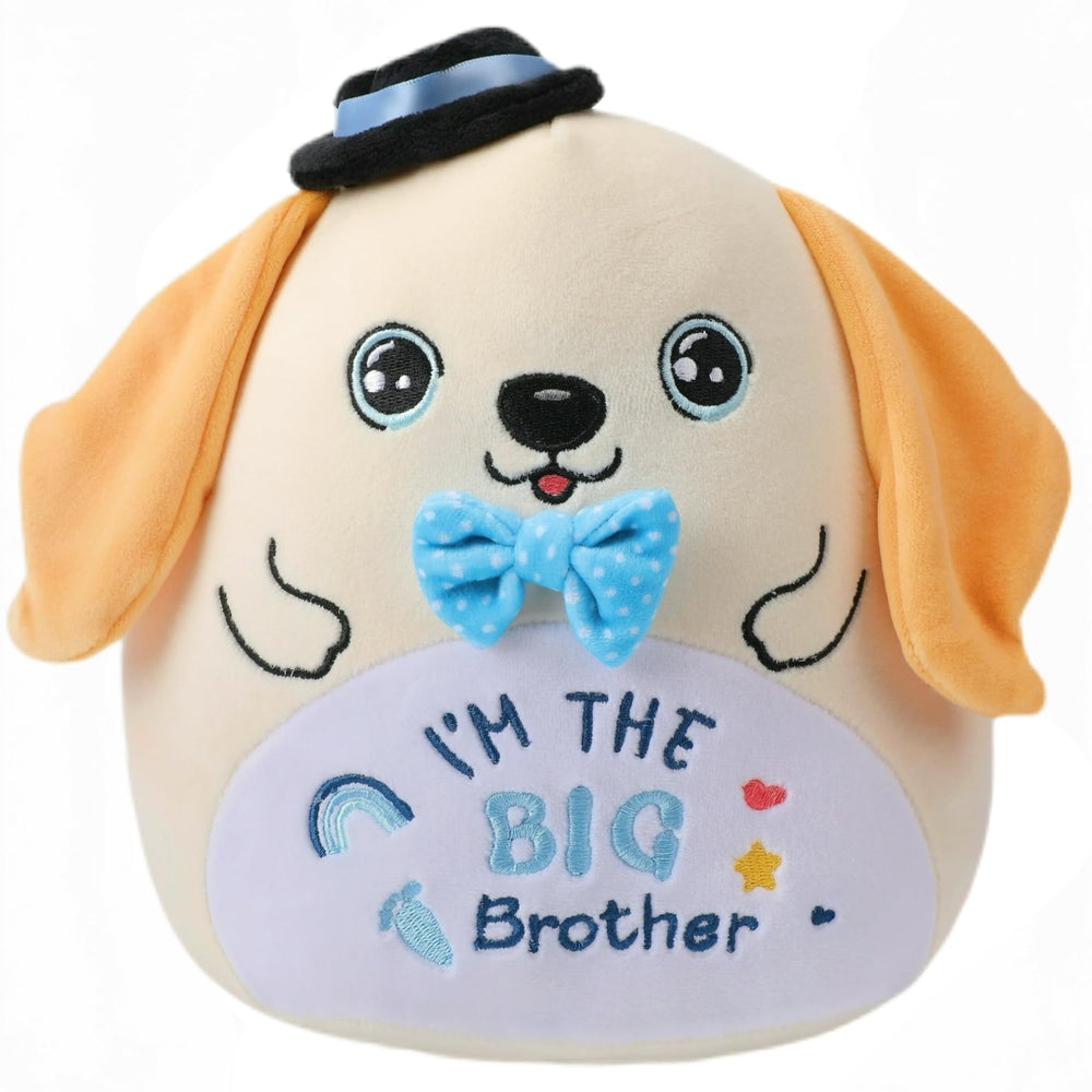 NIUBEHOHO big brother dog plush with hat and bowtie, ideal gift.