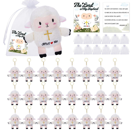 NIUBEHOHO lamb plush toy face with cross embroidery for gentle, comforting play