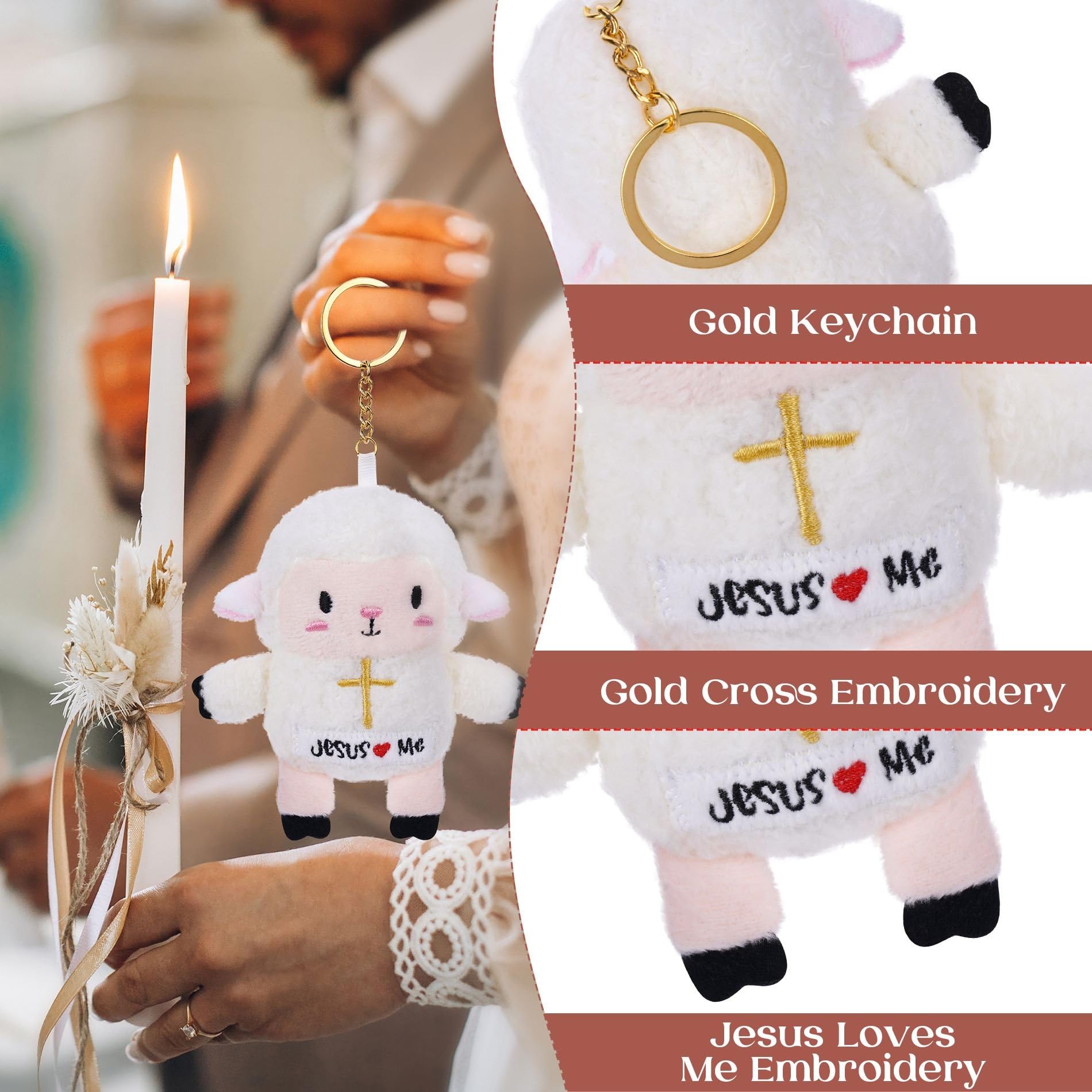 NIUBEHOHO lamb plush side view highlights soft fabric and huggable size