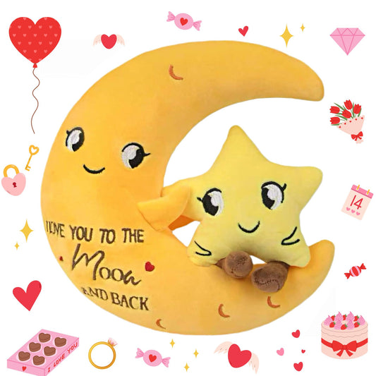 NIUBEHOHO Moon Plush full-view shows a cuddly, comforting gift for loved ones.