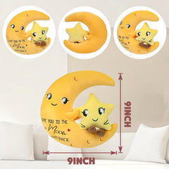 NIUBEHOHO Moon-Star hugging pose demonstrates a versatile cuddle partner and pillow support.