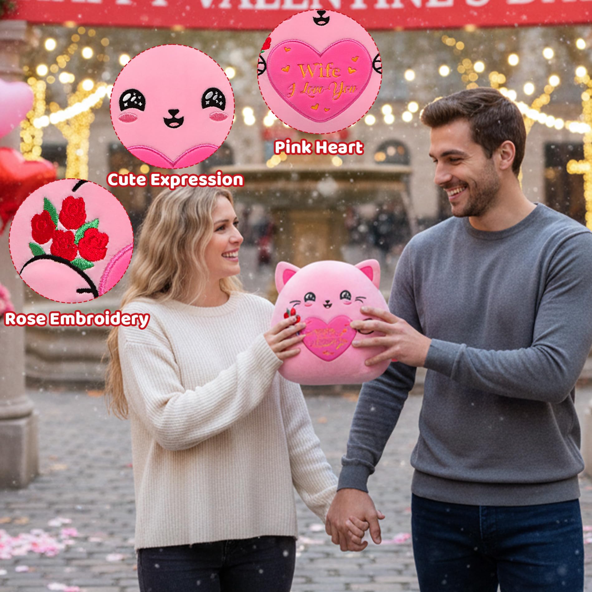 NIUBEHOHO pink cat plush offering cozy snuggle and keepsake appeal