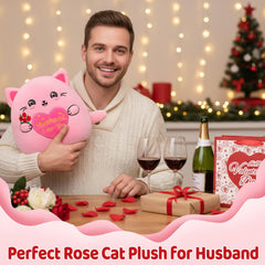 NIUBEHOHO valentines cat plush 10-inch size for bedside decor