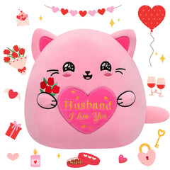 NIUBEHOHO valentines cat plush holding a rose, ideal husband gift
