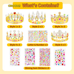 NIUBIER close-up of shiny gold cardstock crowns showing metallic sheen