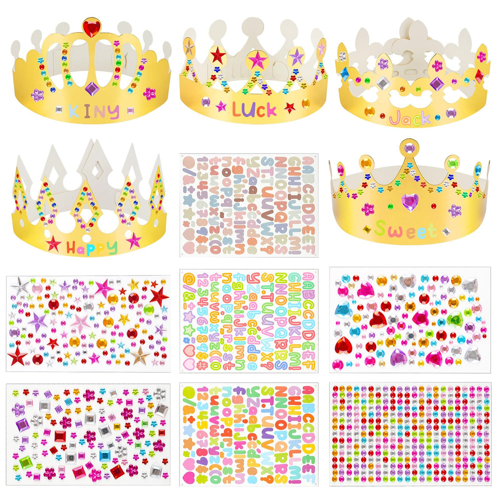 NIUBIER gold crowns set of 15 with multiple styles for personalized party fun
