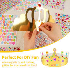 NIUBIER self-adhesive stickers with gems, letters, and numbers for DIY crowns