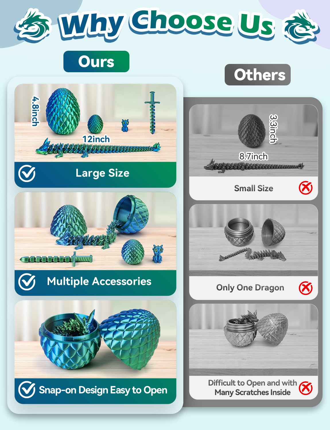 Calming design of NIUCOO dragon egg offers a tactile stress-relief experience.