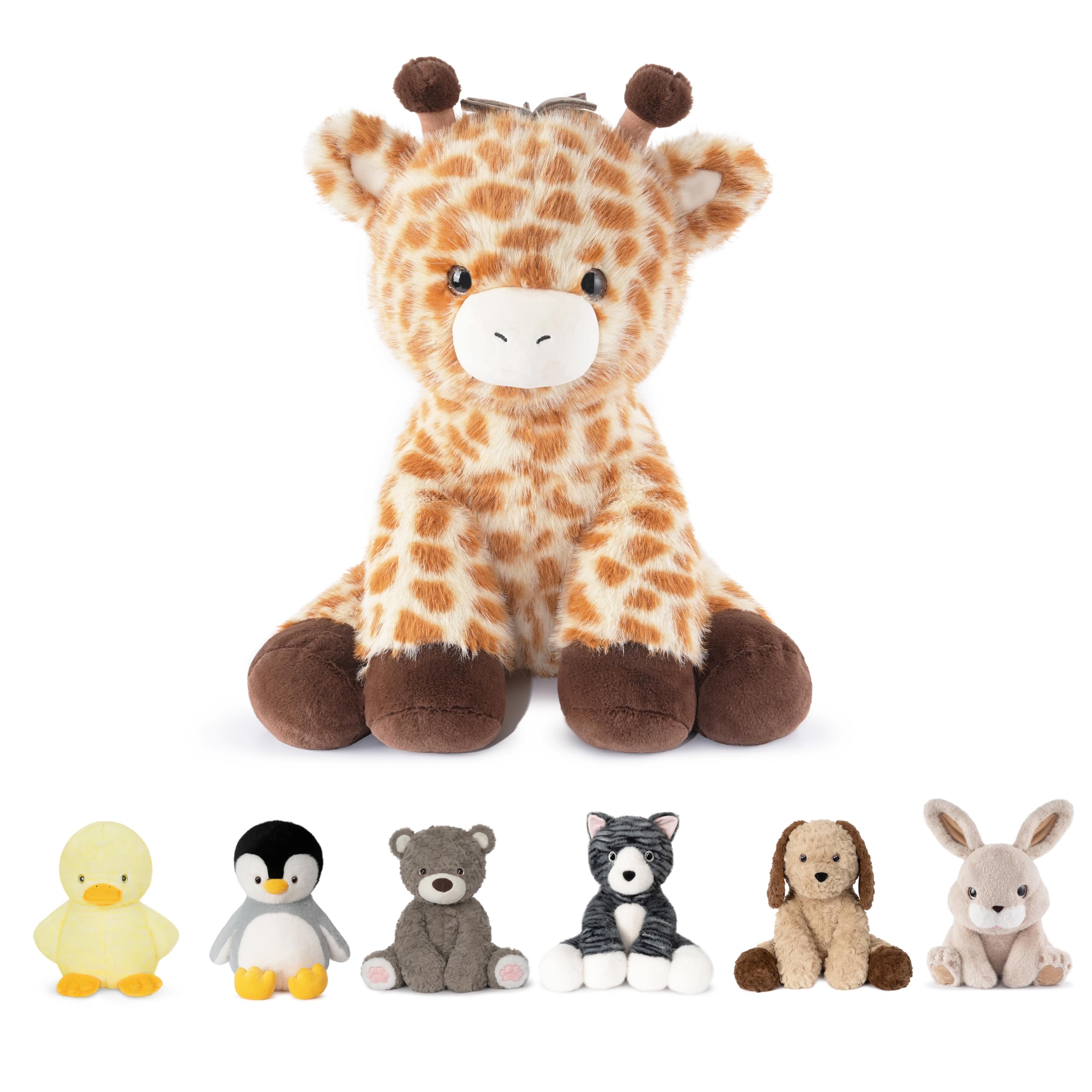 Niuniu Daddy 14-inch giraffe weighted plush in full view for cozy hugging