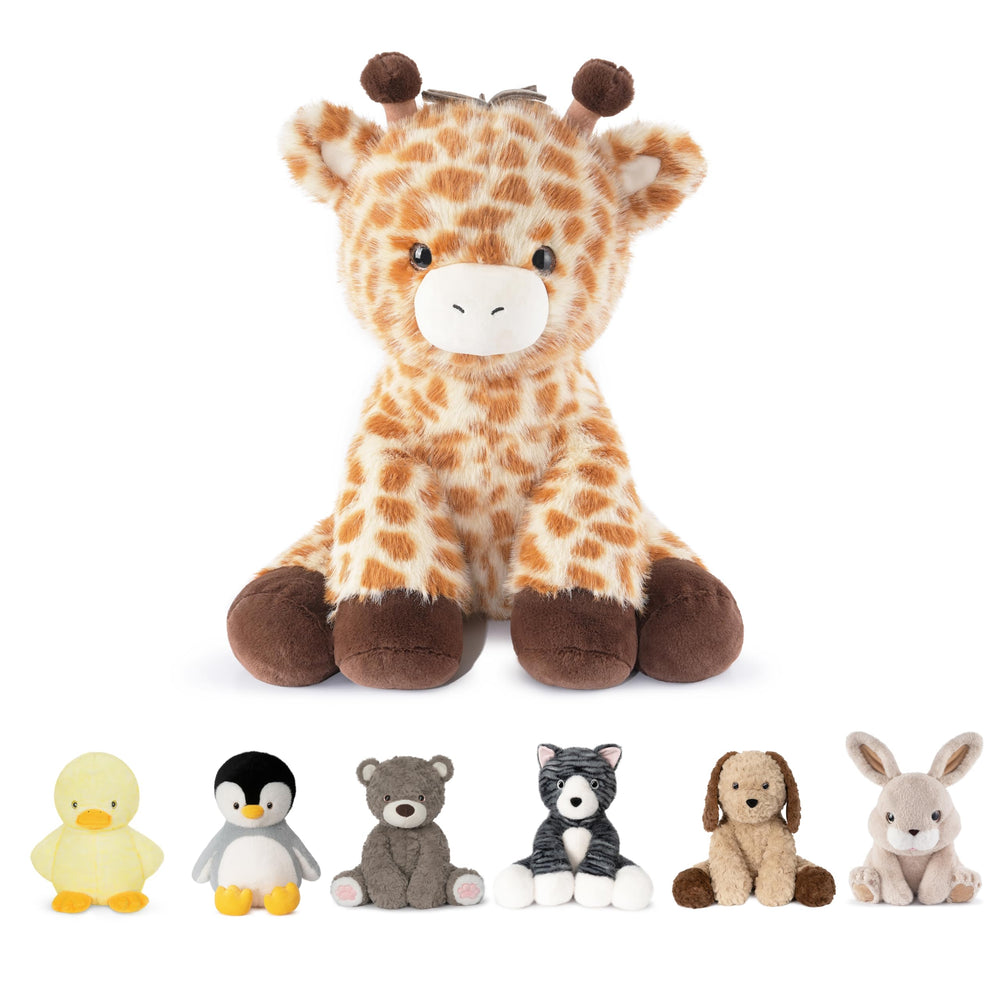 Niuniu Daddy 14-inch giraffe weighted plush in full view for cozy hugging