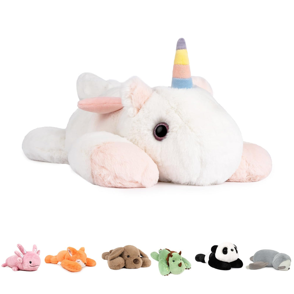 Niuniu Daddy 20-inch unicorn weighted plush, front view inviting a comforting hug.