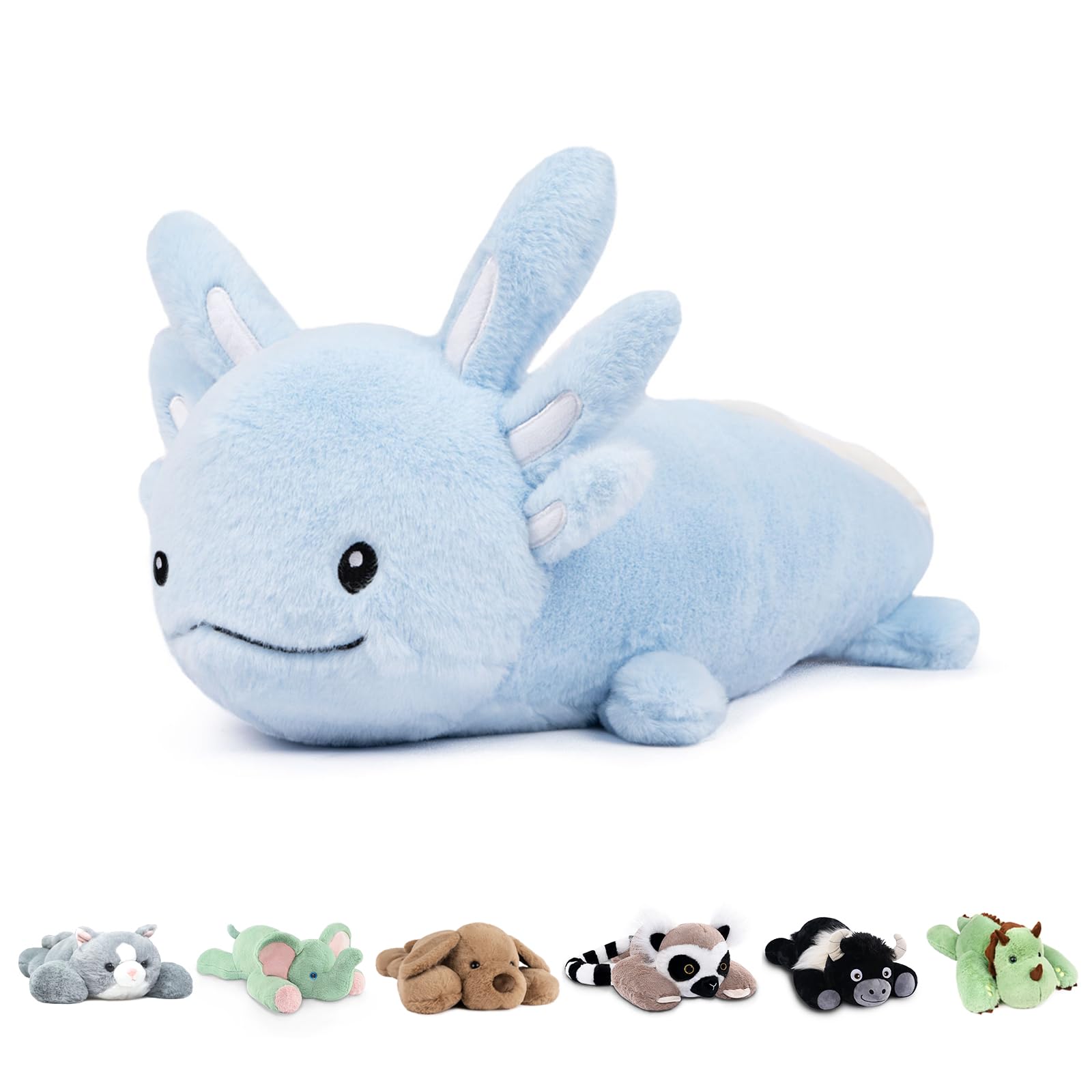 Niuniu Daddy blue axolotl weighted plush 24inch, ideal for calming hugs and bedtime routines