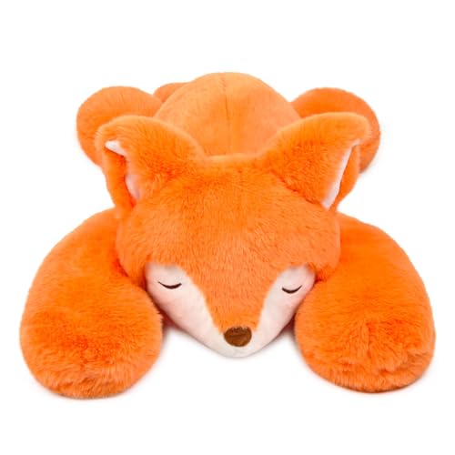 Niuniu Daddy giant fox weighted plush side view highlighting cozy heft.