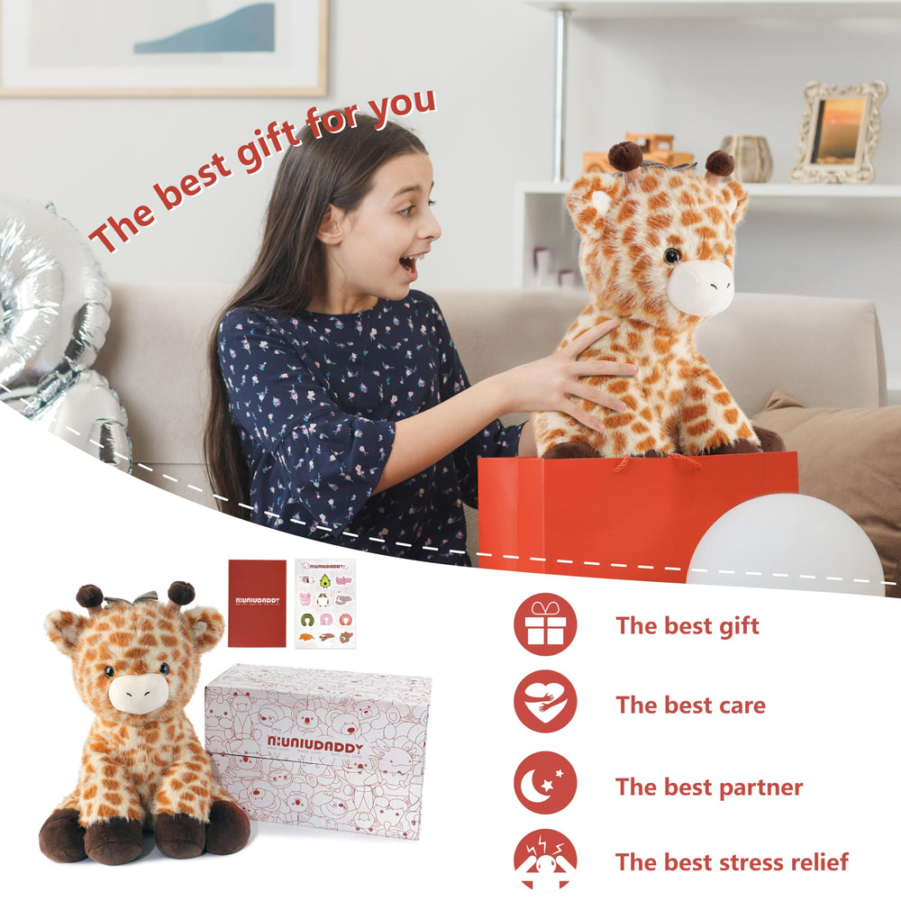 Niuniu Daddy giraffe weighted plush box packaging ready to gift